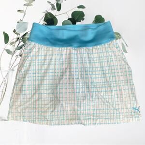 Puma Blue Plaid Stretchy Athletic Skort S